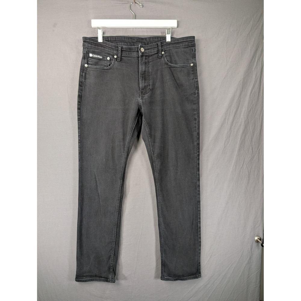 Calvin Klein Mens Slim Fit Jeans Black Denim Size 36x32
